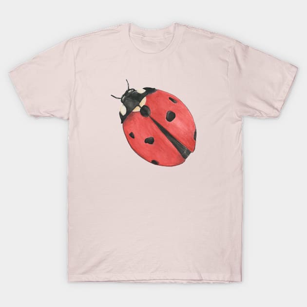 Watercolor Ladybug T-Shirt by DDP Design Studio